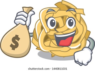 With money bag fettucine isolated with in the mascot