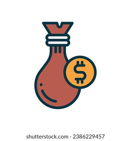 money bag filled color icon. vector icon for your website, mobile, presentation, and logo design.