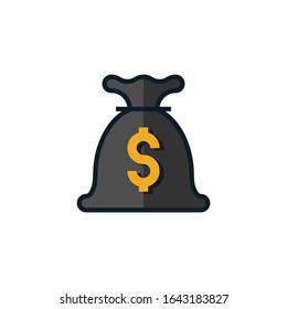 Money bag filled outline icons. Vector illustration. Editable stroke. Isolated icon suitable for web, infographics, interface and apps.