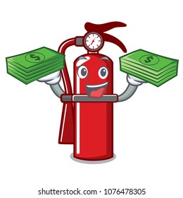 With money bag fire extinguisher mascot cartoon