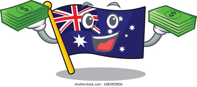 With money bag flag australia in the character shape