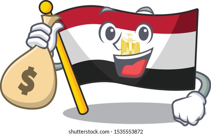 With money bag flag egypt mascot the character shape