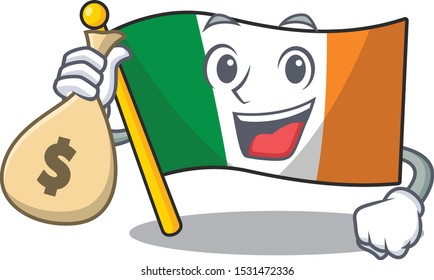 With money bag flag ireland isolated with the cartoon