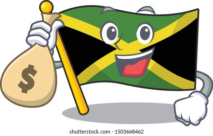 With money bag flag jamaica isolated with the cartoon