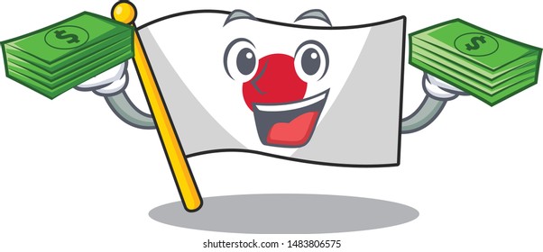 With money bag flag Japan in the cartoon shape