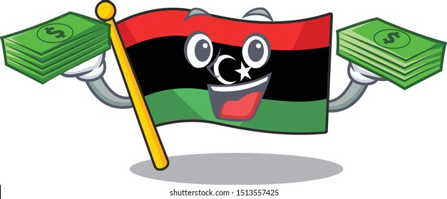 With money bag flag libya is flying cartoon pole