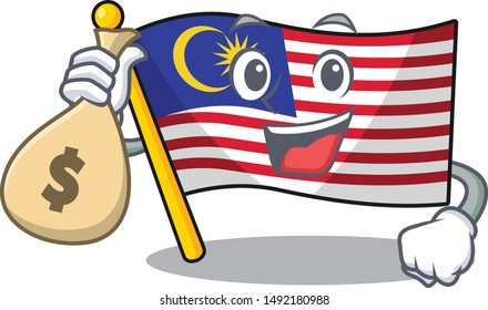 With money bag flag malaysia in the cartoon shape