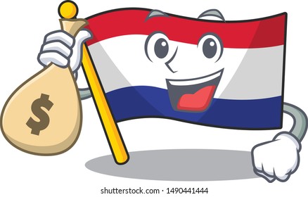With money bag flag netherlands isolated in the character
