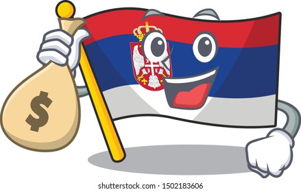 With money bag flag serbia isolated with the character