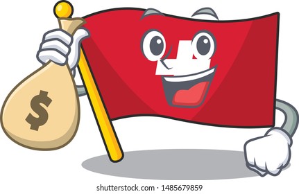 With money bag flag switzerland with the mascot shape