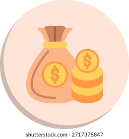 Ícone de Estilo de Círculo Plano de Saco de Dinheiro