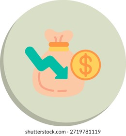 Ícone de Estilo de Círculo Plano de Saco de Dinheiro