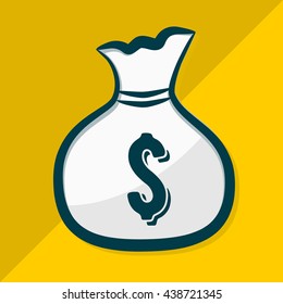 Money bag. Flat design. Vector illustration