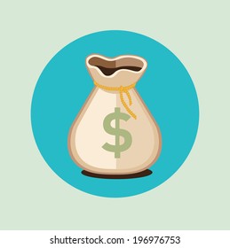 money bag flat icon with dollar sign