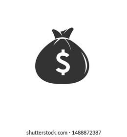 Money bag flat icon isolated on white background. vector Illustration. symbol. Business
