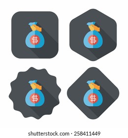 money bag flat icon with long shadow,eps10