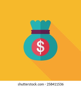 money bag flat icon with long shadow,eps10