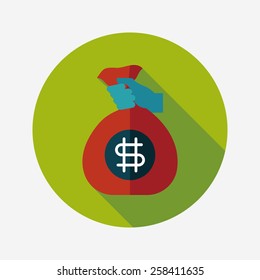 money bag flat icon with long shadow,eps10