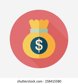 money bag flat icon with long shadow,eps10