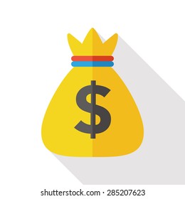 money bag flat icon with long shadow