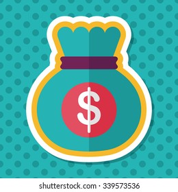 money bag flat icon with long shadow,eps10