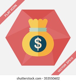 money bag flat icon with long shadow,eps10