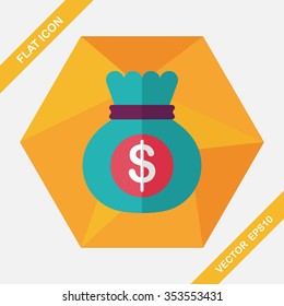 money bag flat icon with long shadow,eps10
