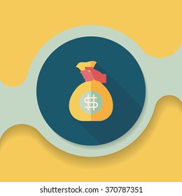 money bag flat icon with long shadow,eps10