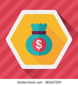 money bag flat icon with long shadow,eps10