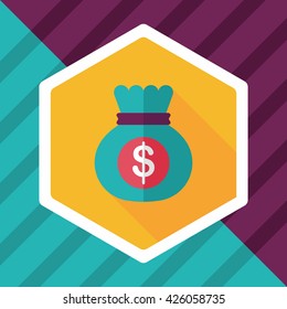 money bag flat icon with long shadow,eps10