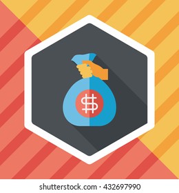money bag flat icon with long shadow,eps10