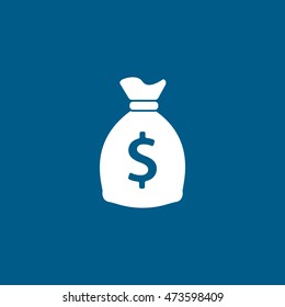 Money Bag Flat Icon On Blue Background