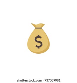 Money bag  flat icon. Single high quality flat symbol of gambling for web design or mobile app. Color sign of casino for design logo, visit card, etc. Exclusive of lottery.