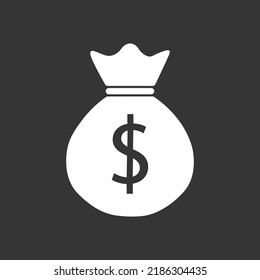 Money Bag flat icon. Money symbol. American currency. Vector illustration.