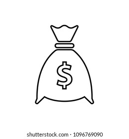 Money bag flat icon vector pictogram isolated, sack with dollars