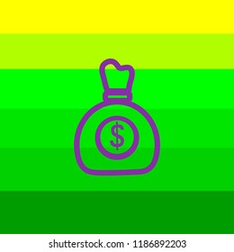 Money bag flat icon vector pictogram isolated, black and white sack with dollars, cartoon moneybag