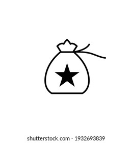 Money Bag Flat Icon Vector Pictogram Isolated on White Sack with Star, Cartoon Money Bag