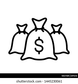 Money Bag Flat line vector pictogram illustration. EPS 10
