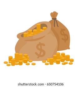 Money bag flat logo. Vector illustration