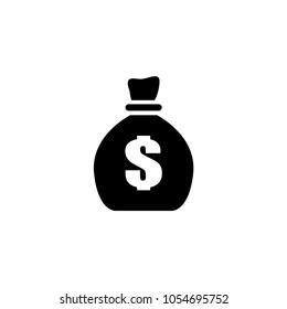Money Bag. Flat Vector Icon. Simple black symbol on white background