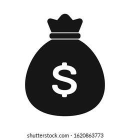 Money bag flat vector icon with dollar sign. Cash, currency investment symbol. Wealth, success concept.