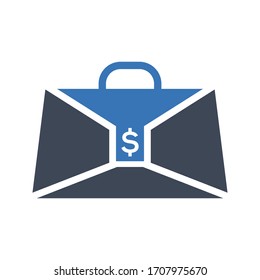 Icono de vector plano de bolsa de dinero