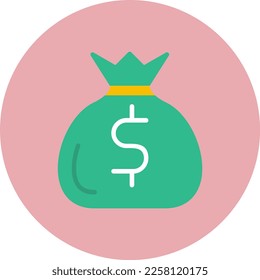 Money Bag Flat Vector Icon Design