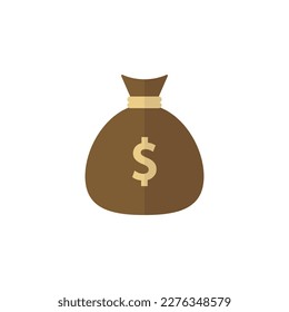 Icono de vector plano de bolsa de dinero