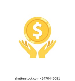 Money bag flat vector icon or logo with dollar logo, for business icon, and payment