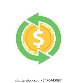 Money bag flat vector icon or logo with dollar logo, for business icon, and payment