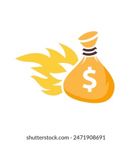 Money bag flat vector icon or logo with dollar logo, for business icon, and payment