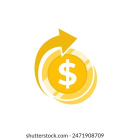 Money bag flat vector icon or logo with dollar logo, for business icon, and payment