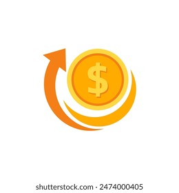 Icono o logotipo plano del Vector del bolso del dinero con el logotipo del dólar, para el icono del negocio, y el pago