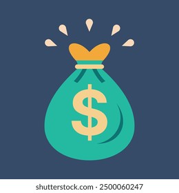 Money bag flat vector icon with dollar sign, money bag flat illustration, Wealth and banking icon